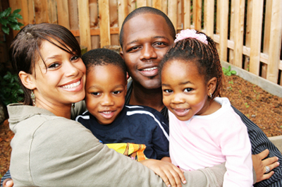 photo of family- three people hugging